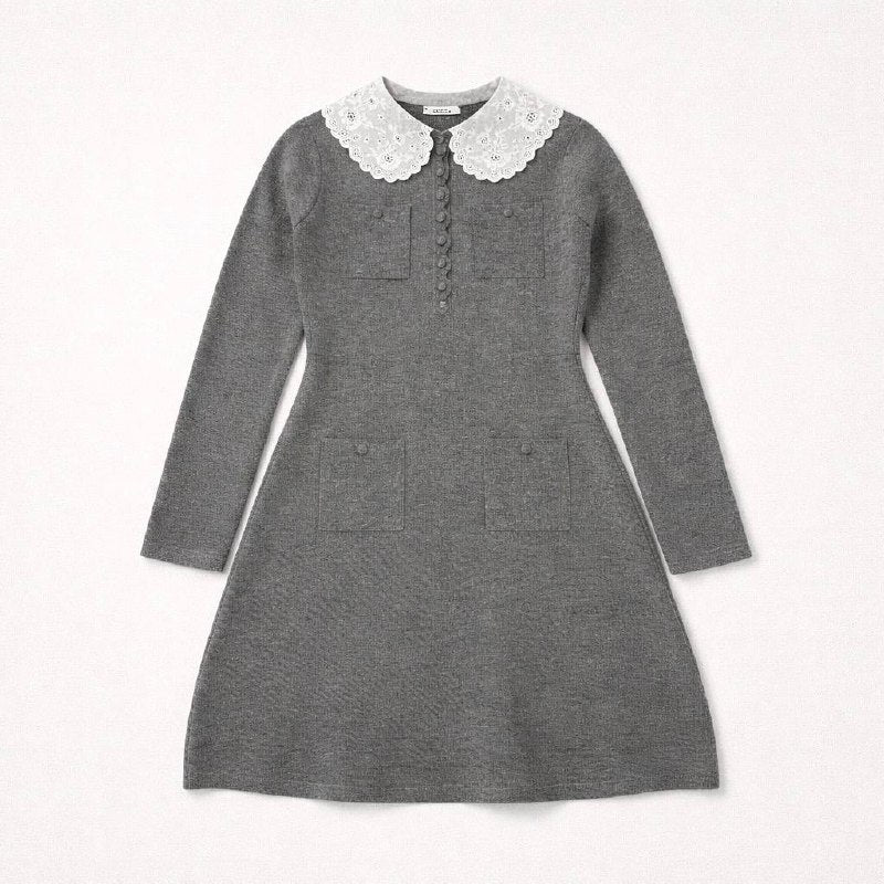 Grey knit mini dress