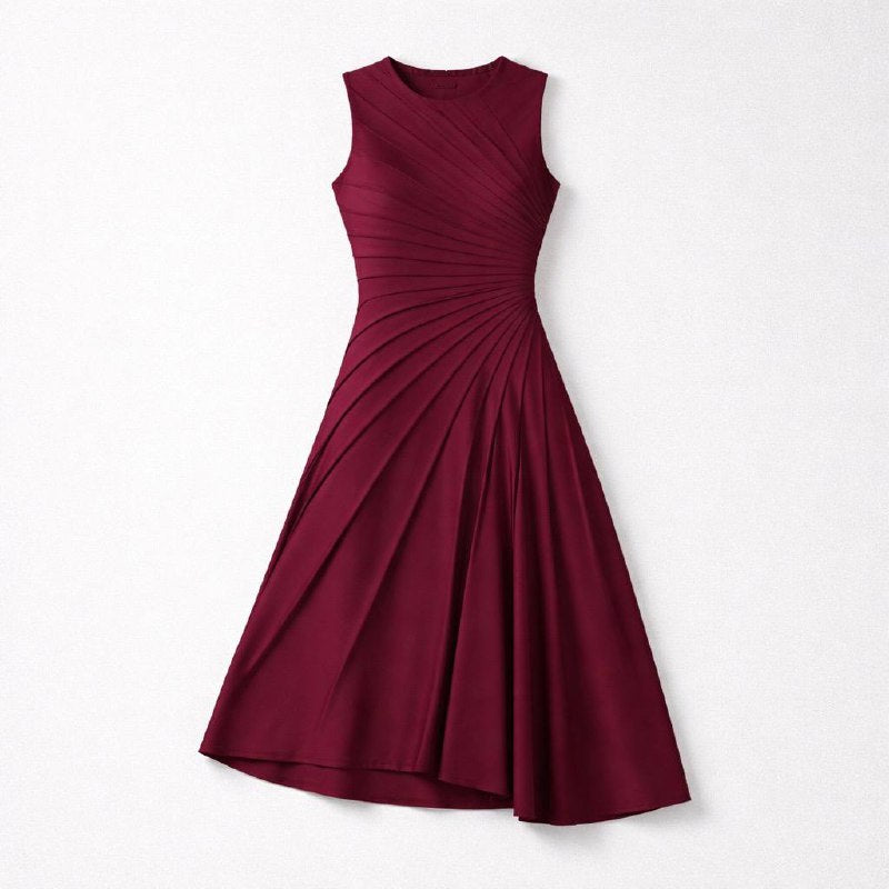 Elegant sleeveless asymmetric midi dress