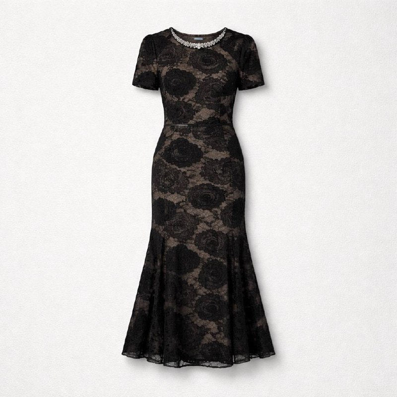Black lace midi dress