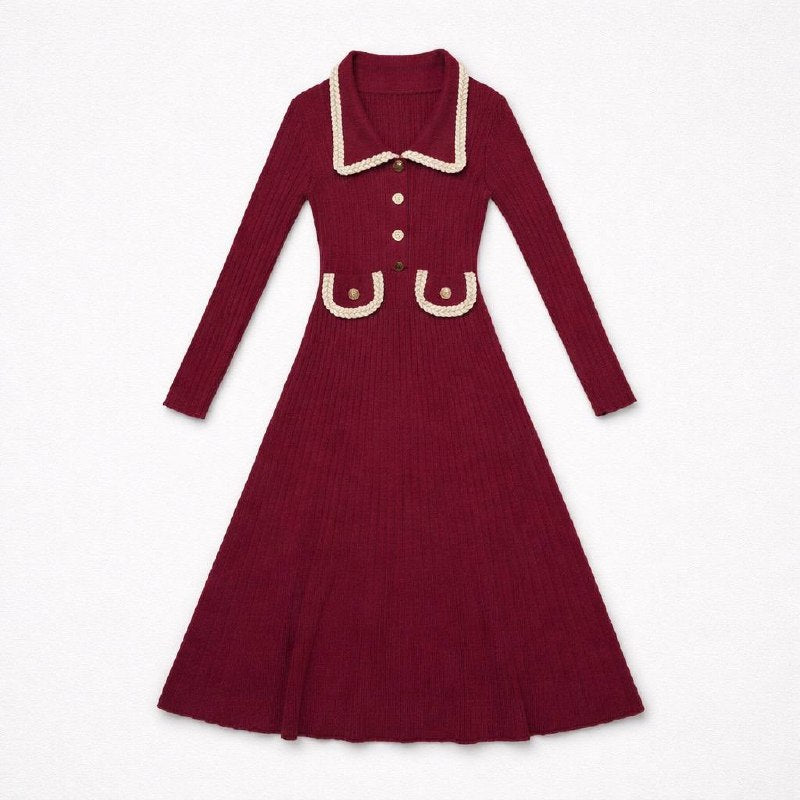 Red midi knitted dress