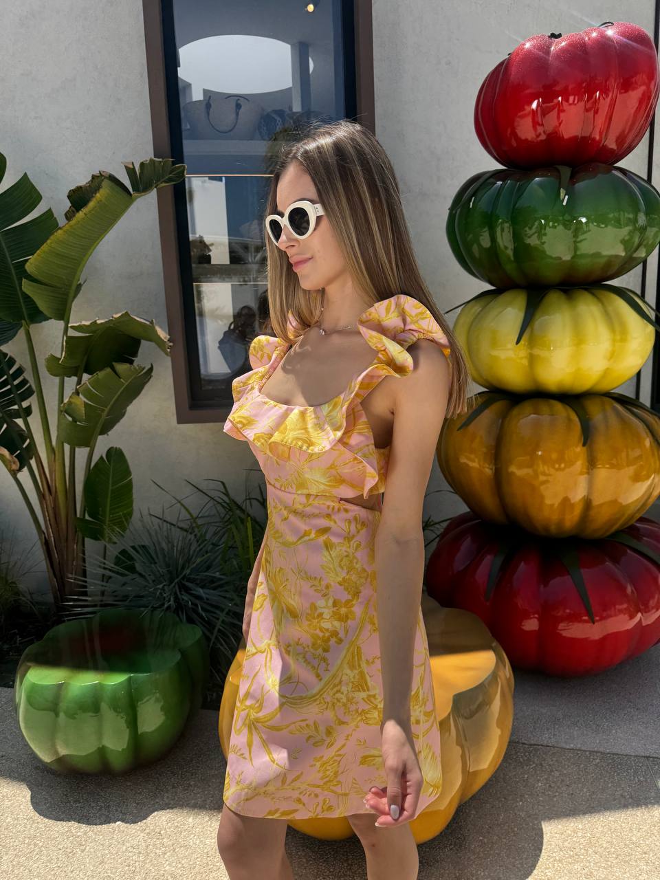 Floral ruffled mini dress
