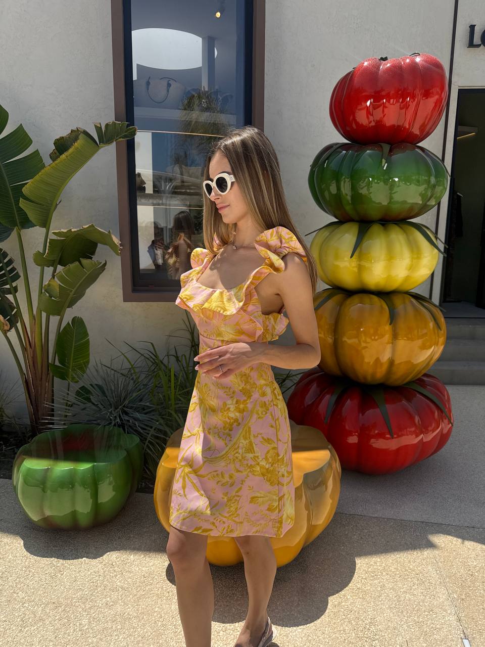 Floral ruffled mini dress