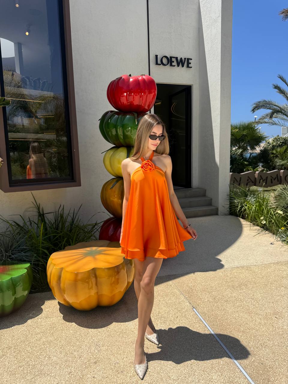 Orange mini dress