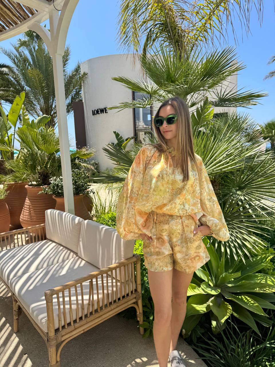 Floral blouse with shorts