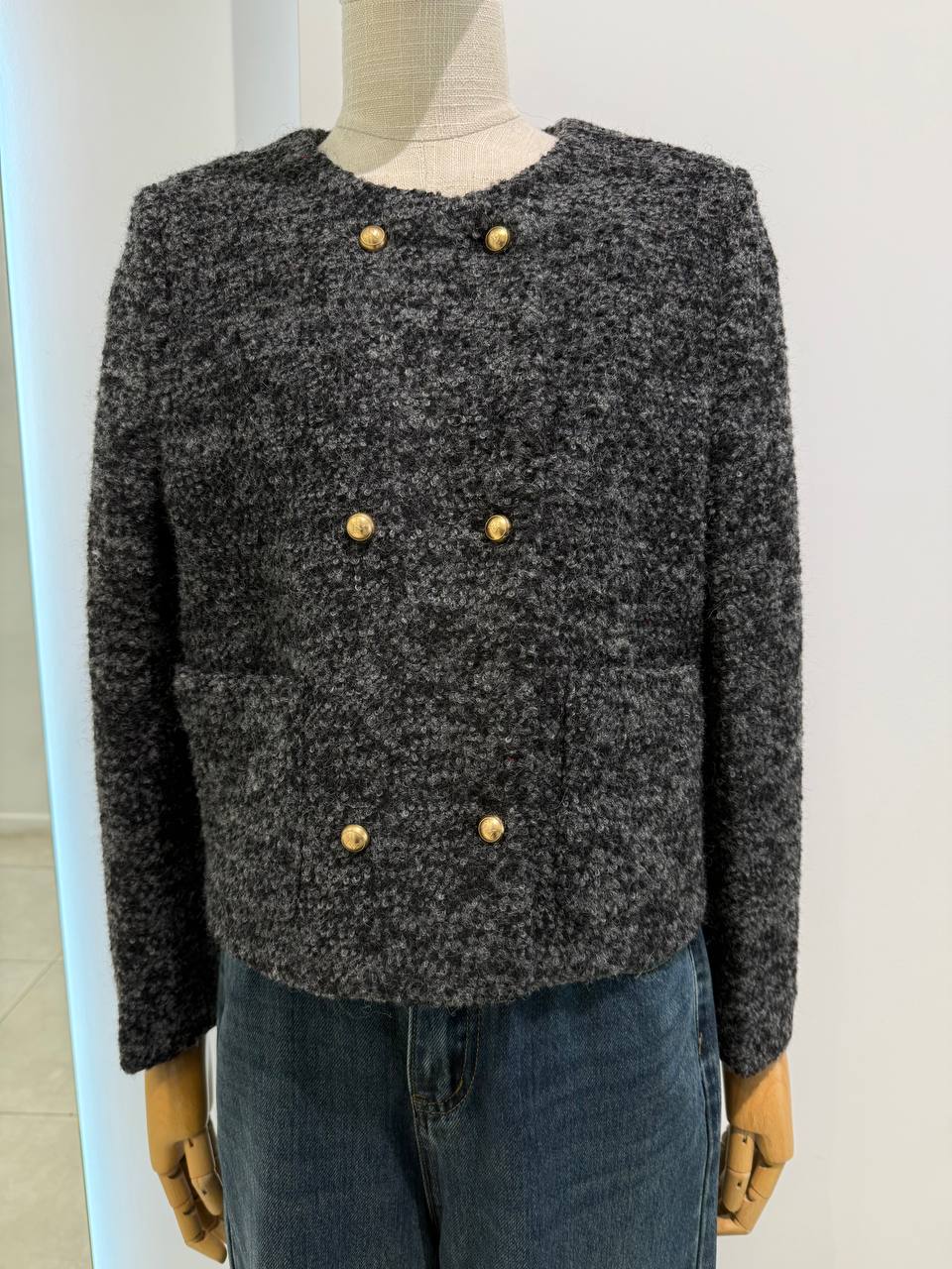 Dark grey cropped blazer