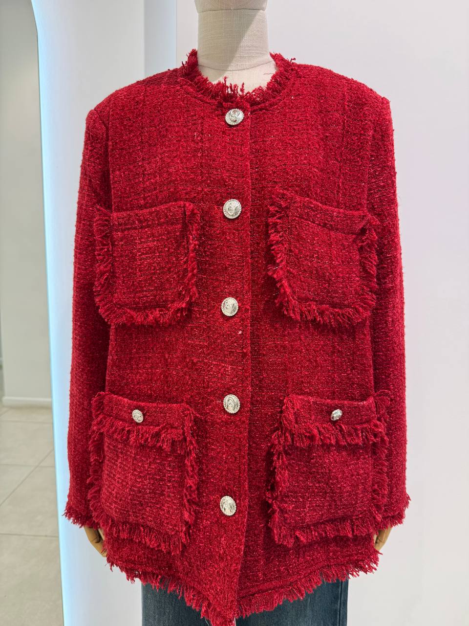 Classic red tweed jacket
