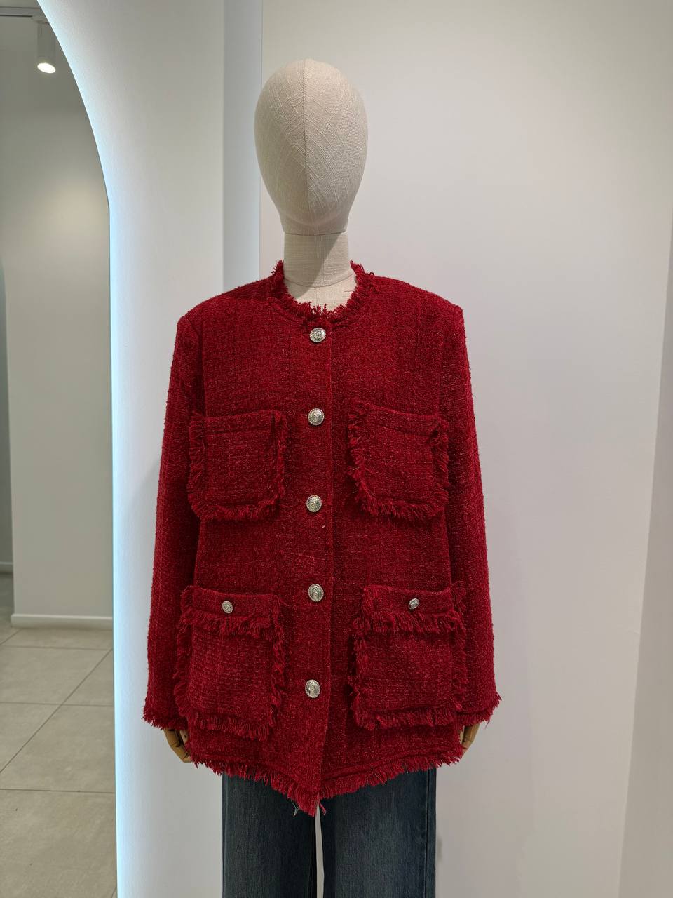 Classic red tweed jacket