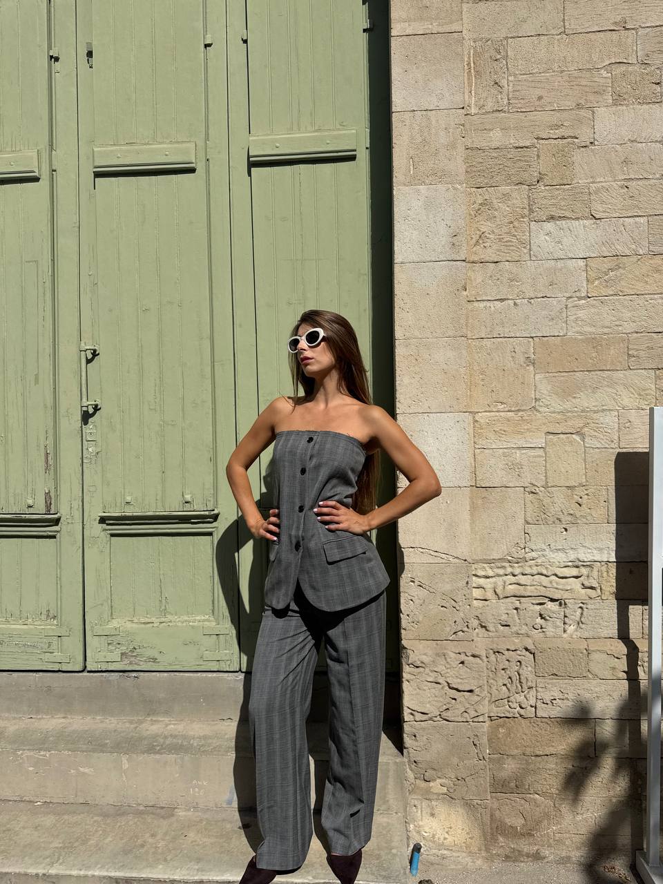The grey strapless set
