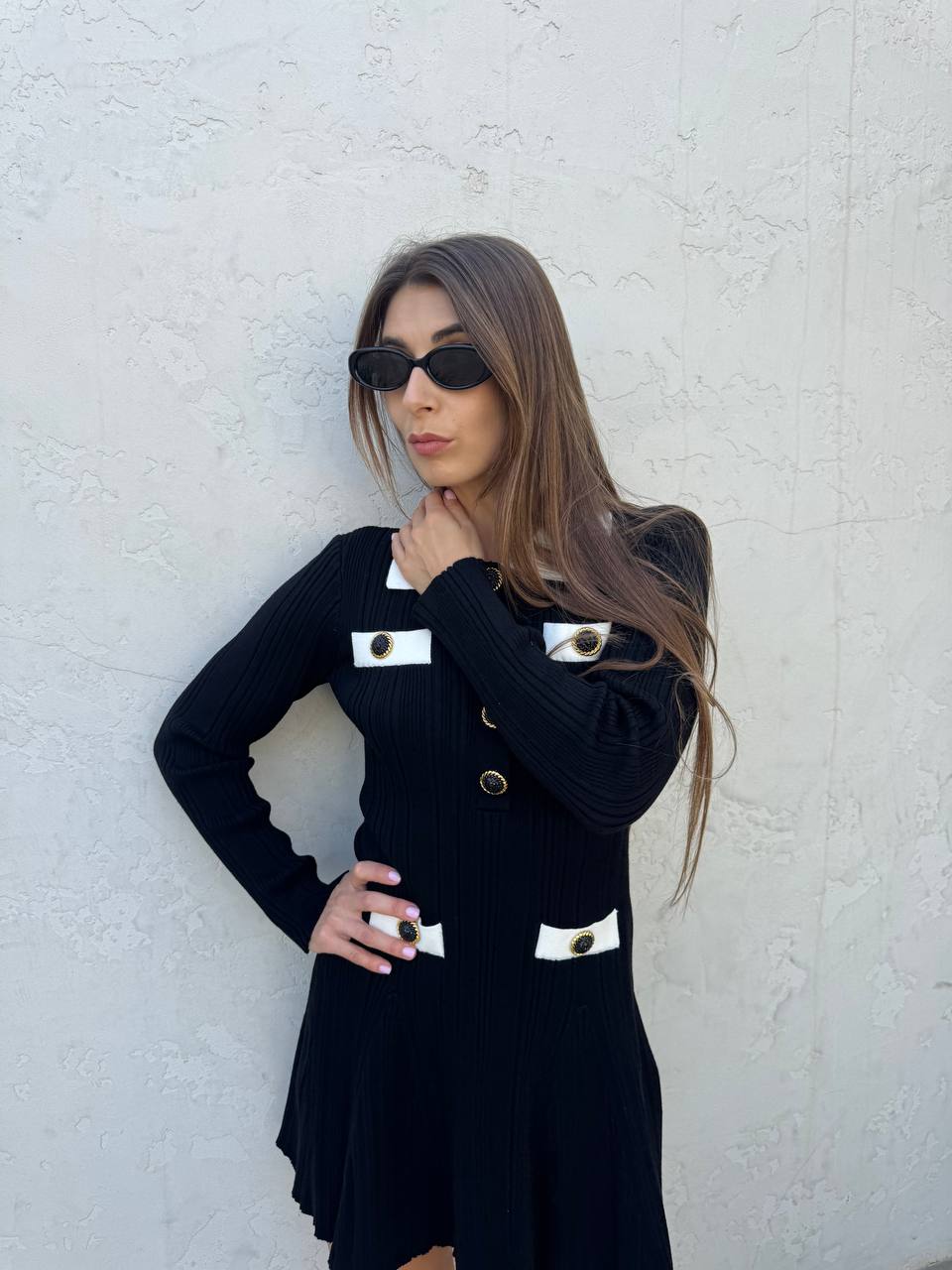 Knitted black mini dress