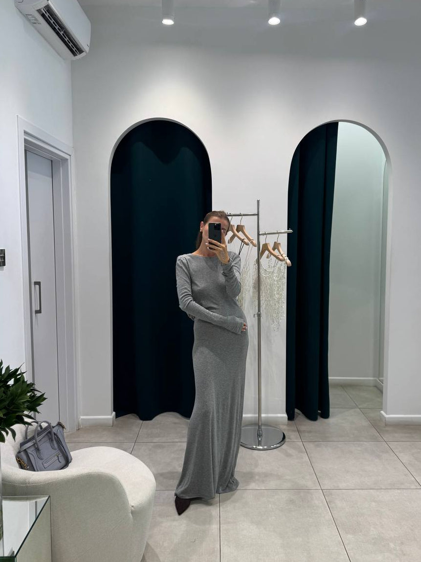 Backless grey maxi dress