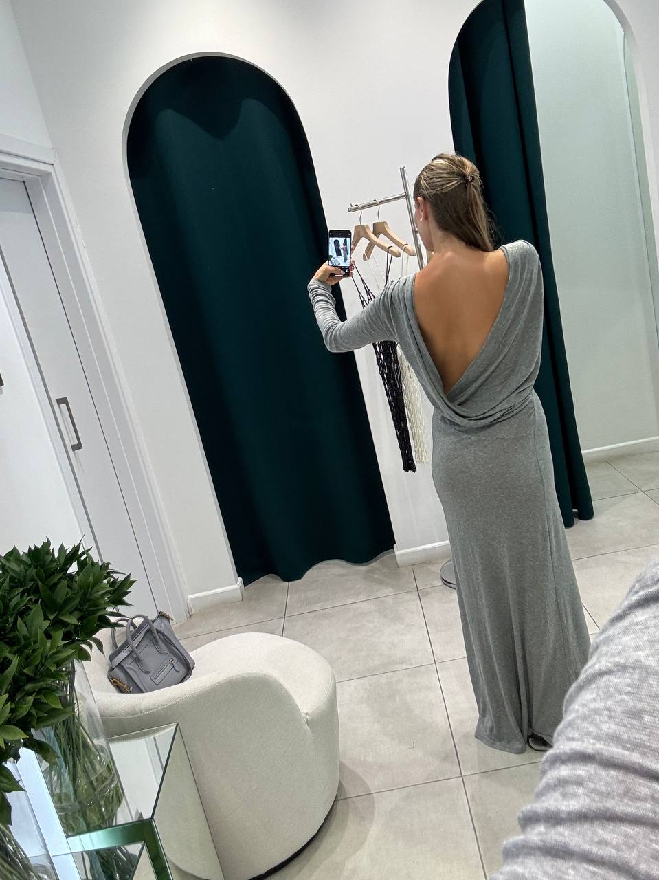 Backless grey maxi dress