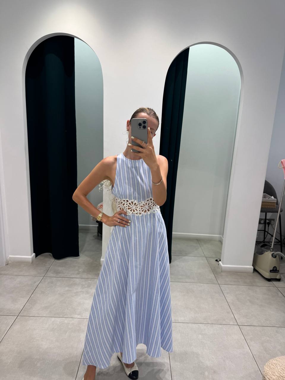 Cotton backless dress