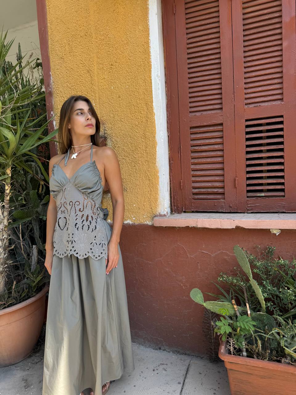 Grey maxi cotton dress