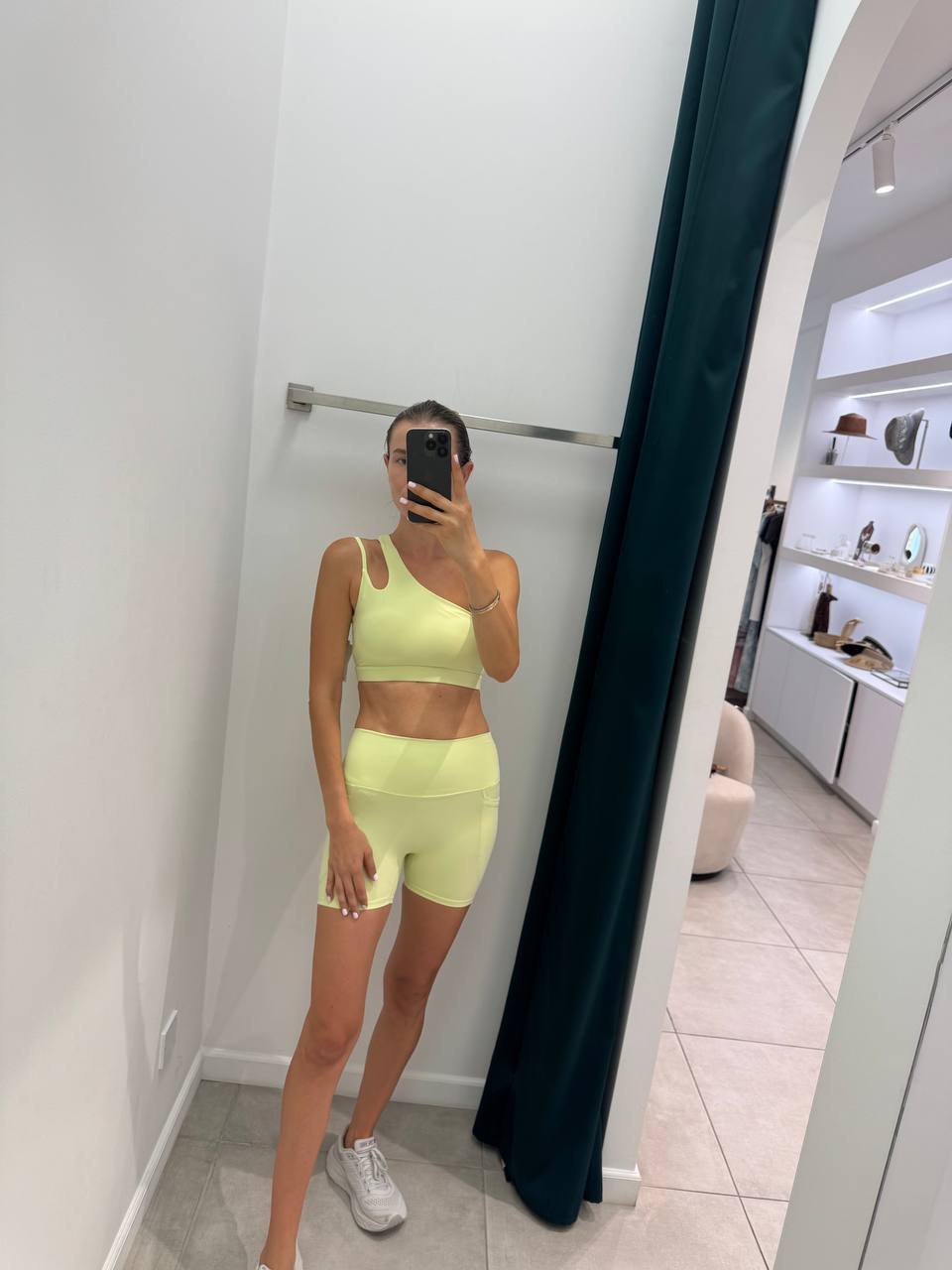 One shoulder top with shorts