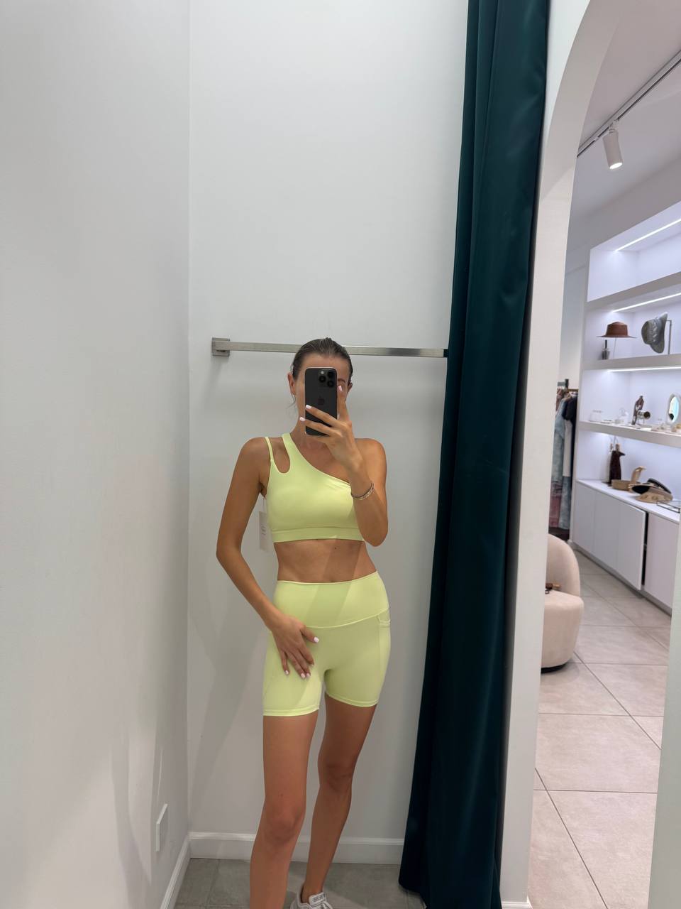 One shoulder top with shorts