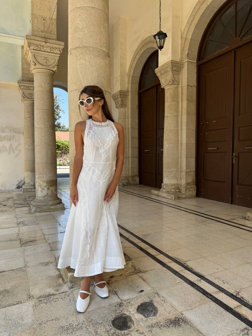 White midi  lace dress
