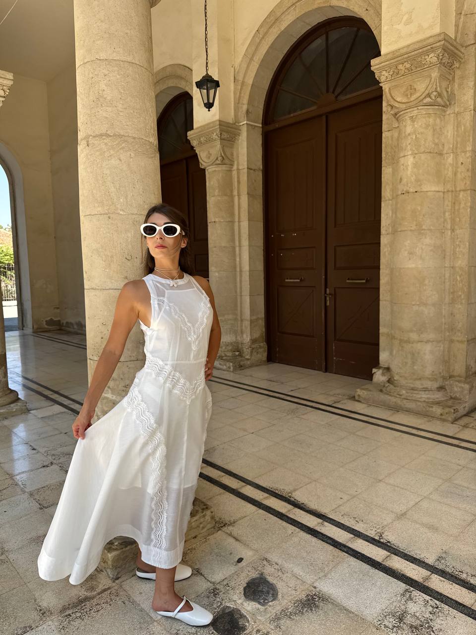 White midi  lace dress