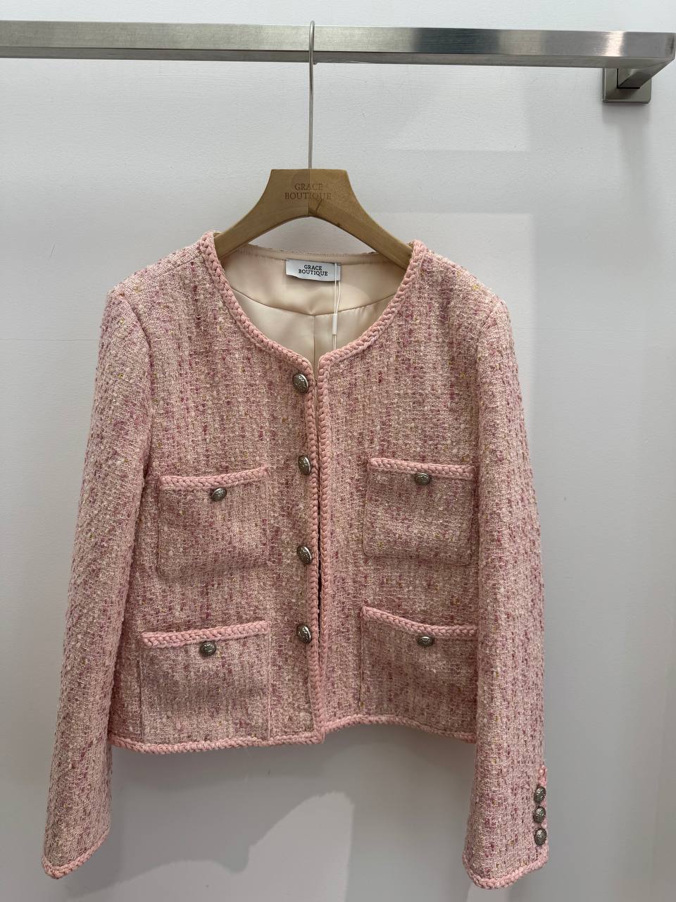 Pink tweed blazer