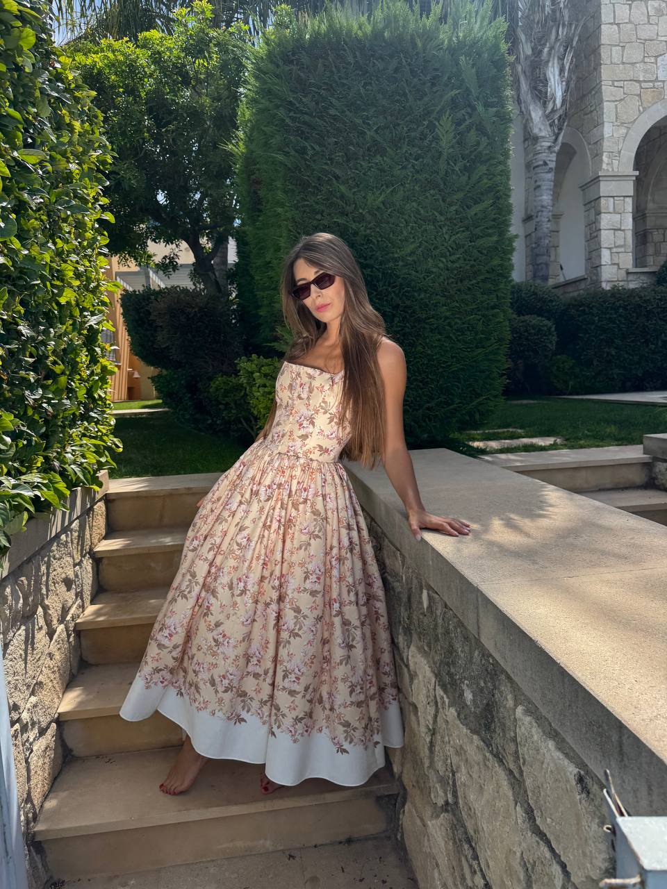 Floral cotton midi dress