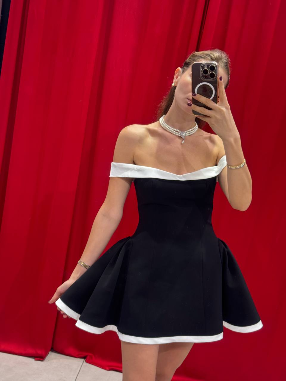 Off-shoulder mini dress