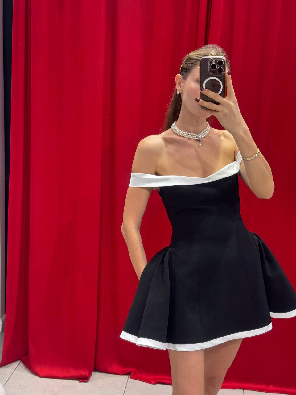 Off-shoulder mini dress