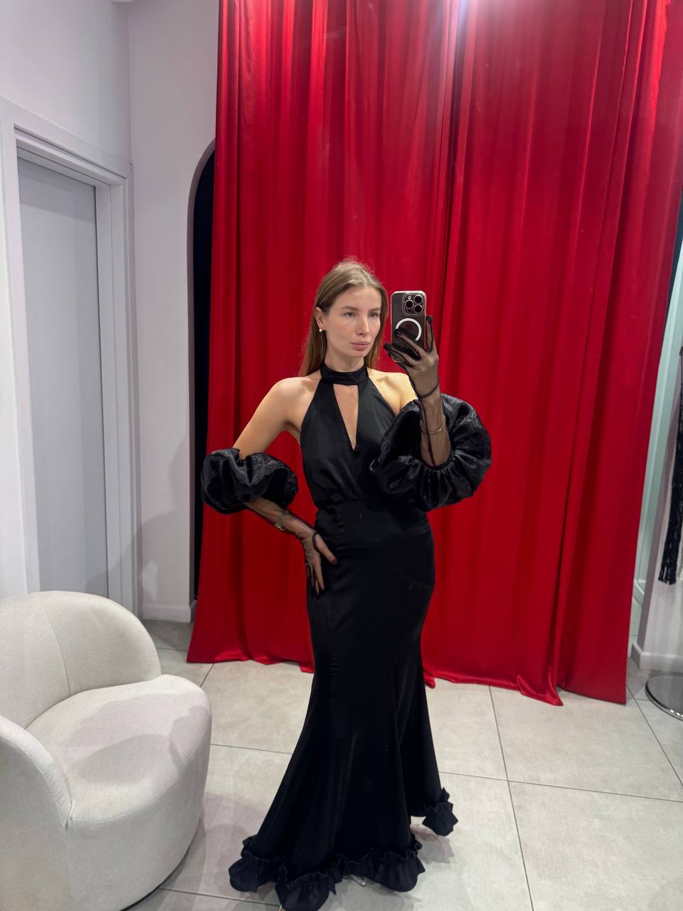 Black halter-neck mermaid gown