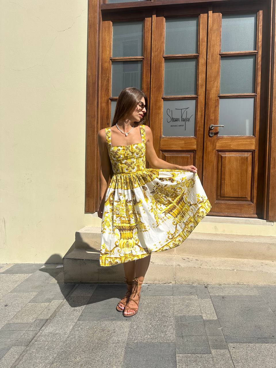 Cotton flared midi  dress