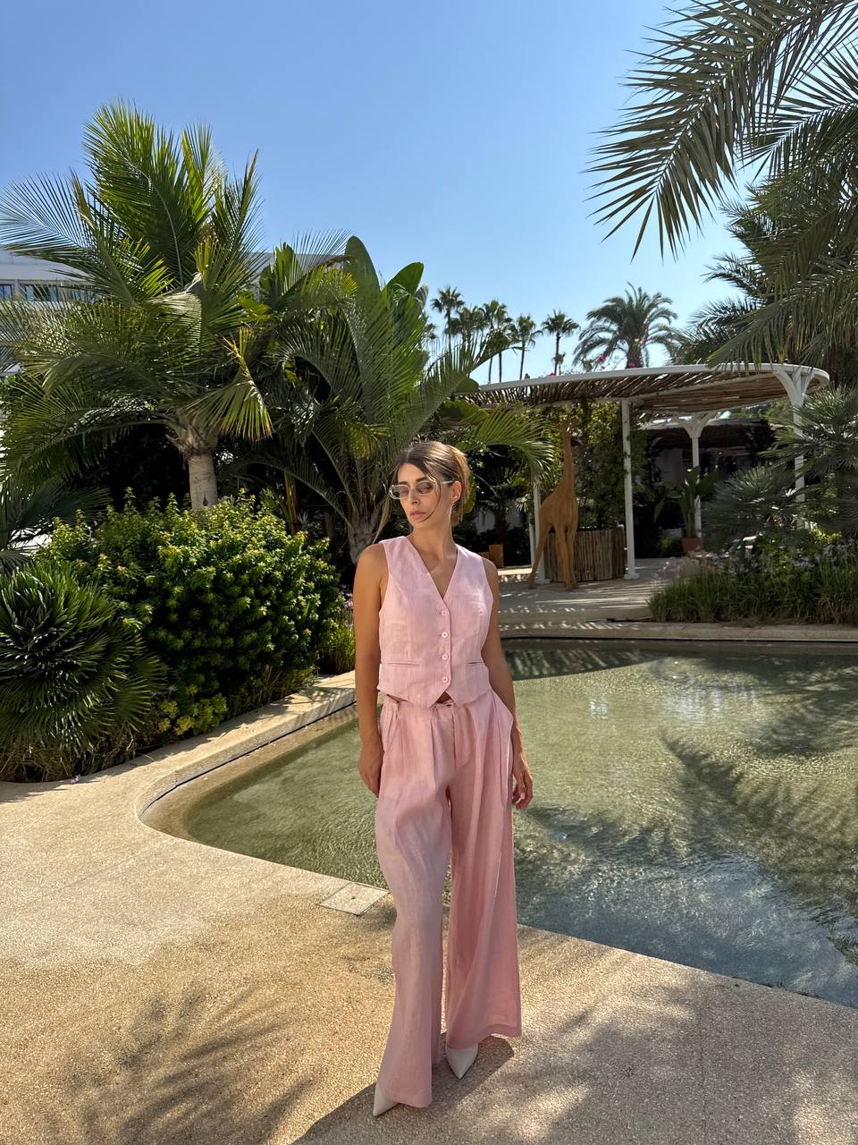Pink vest with trousers