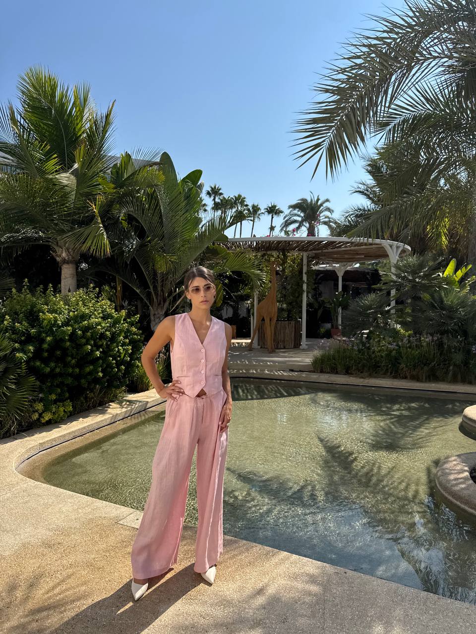 Pink vest with trousers