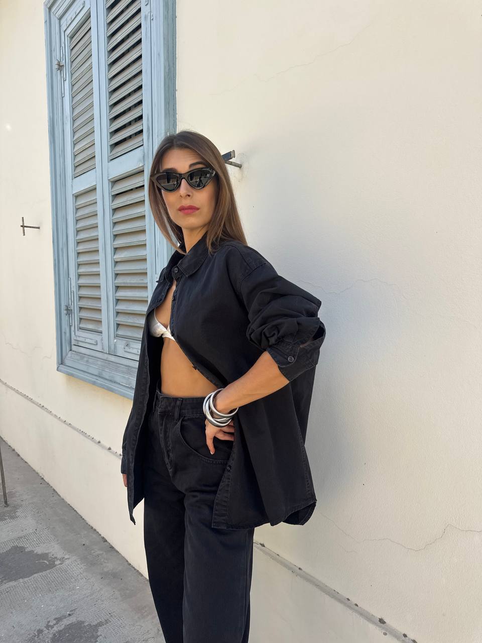 Black denim set