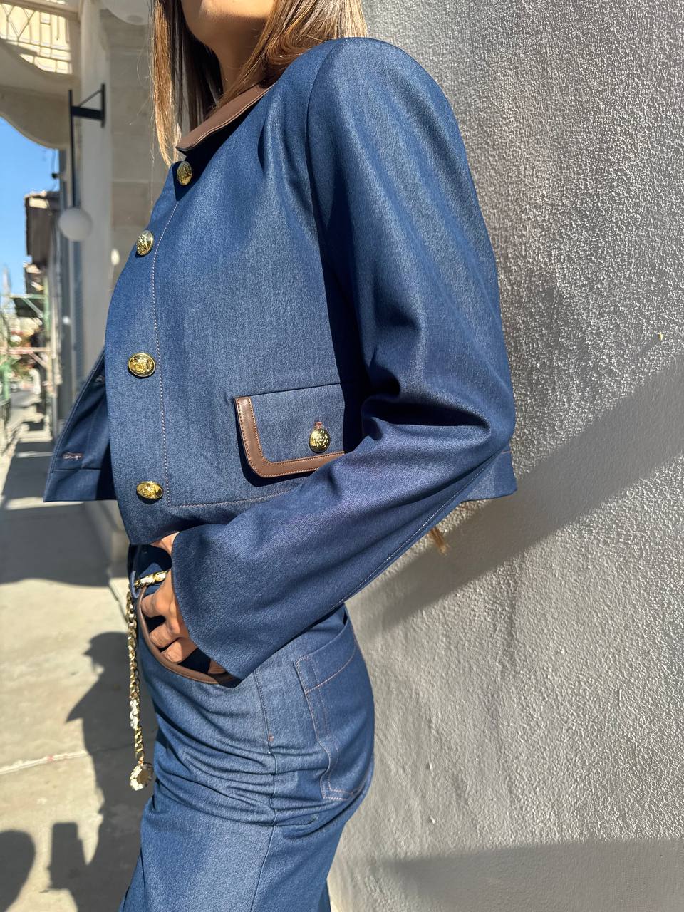 Denim cropped jacket