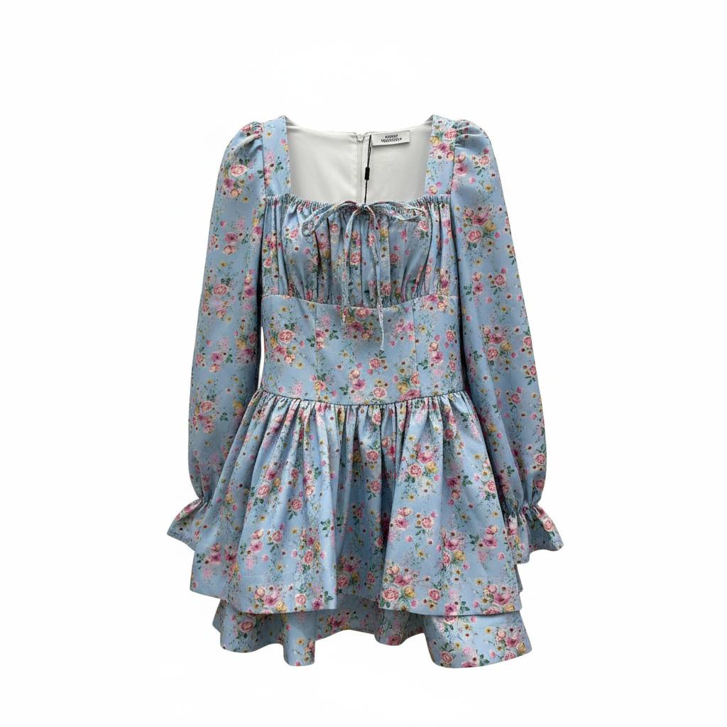 Blue flower mini dress