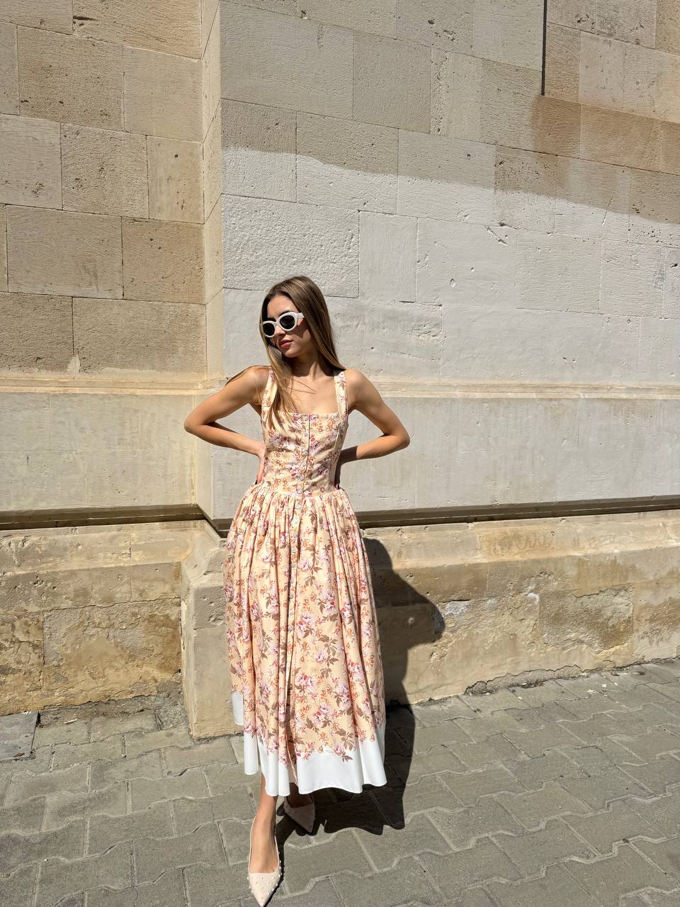 Floral cotton midi dress