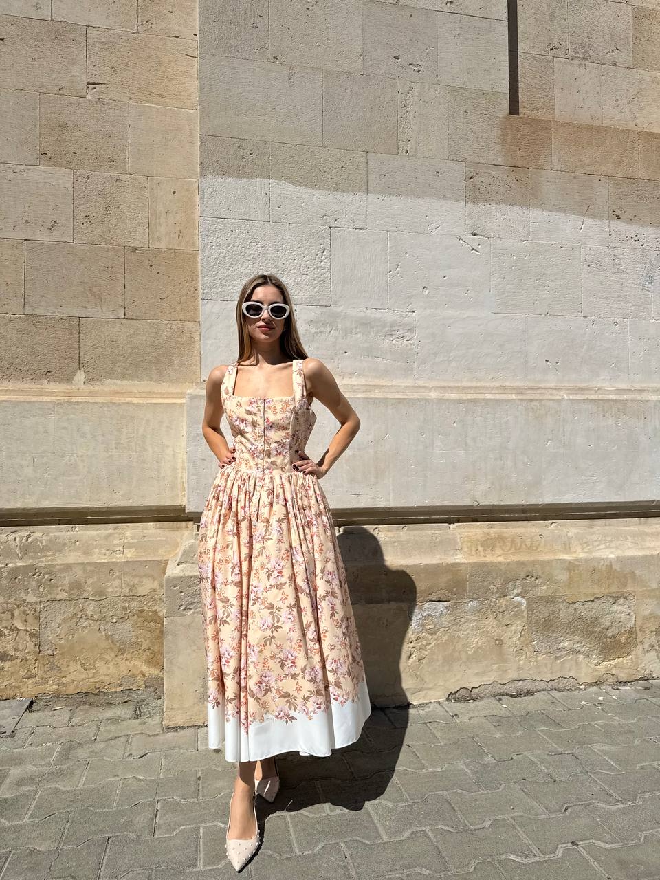 Floral cotton midi dress