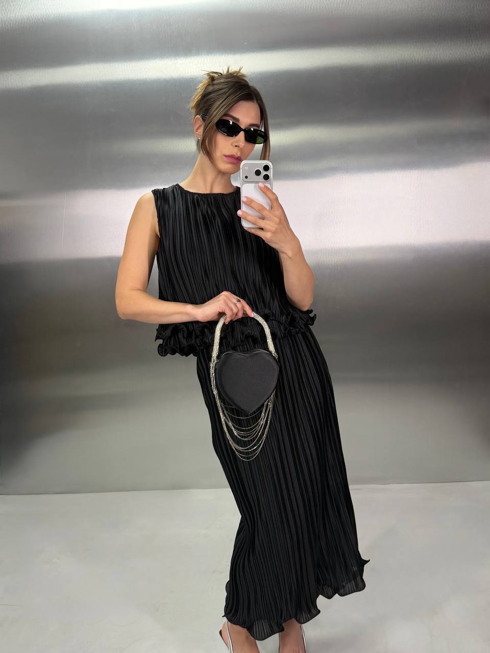 Pleated black set