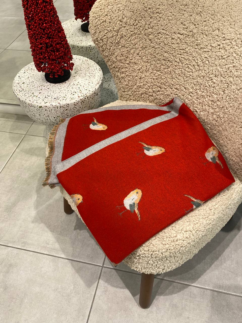 Red scarf with birds