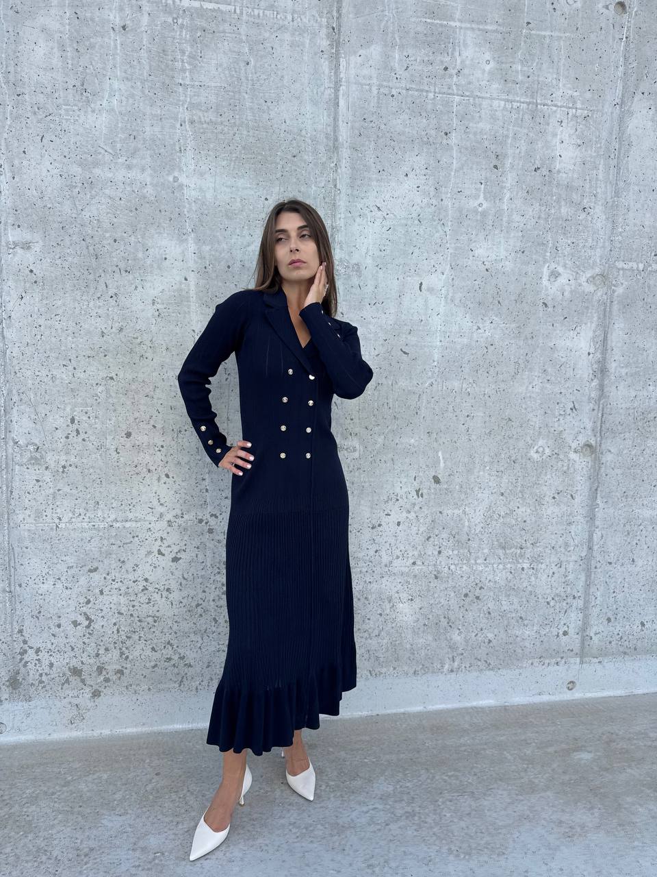 Navy blue knitted dress