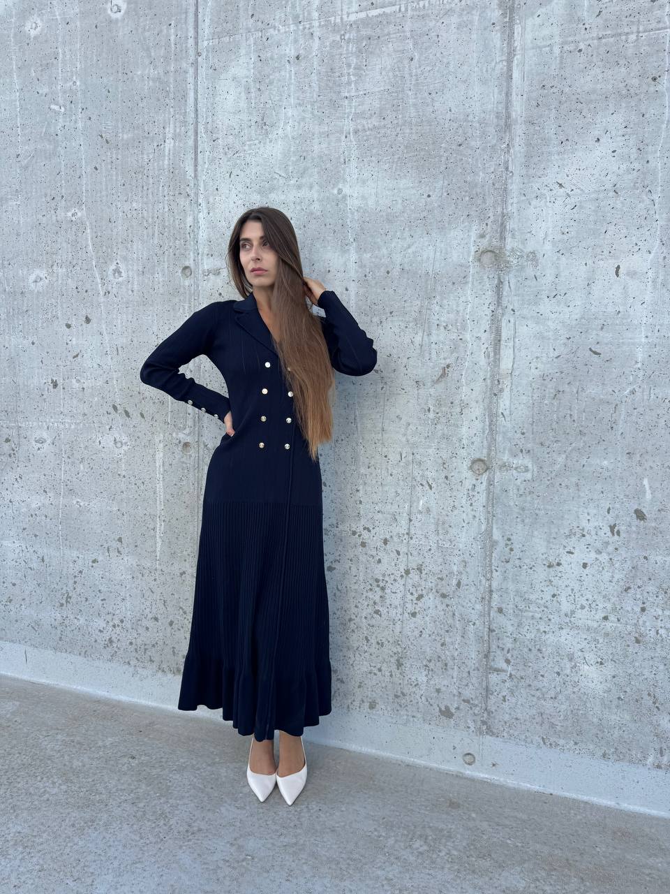 Navy blue knitted dress