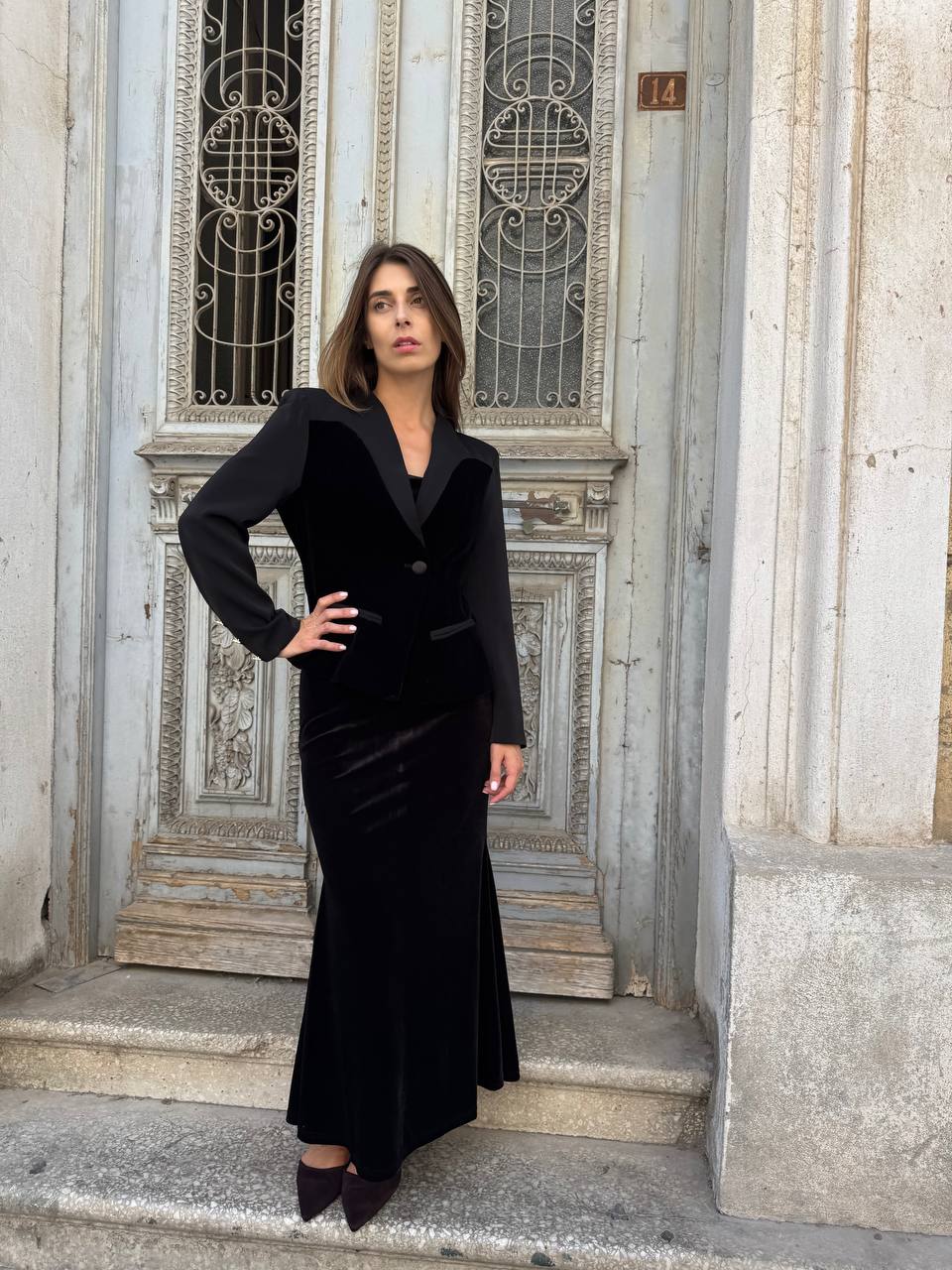 Black velvet dress