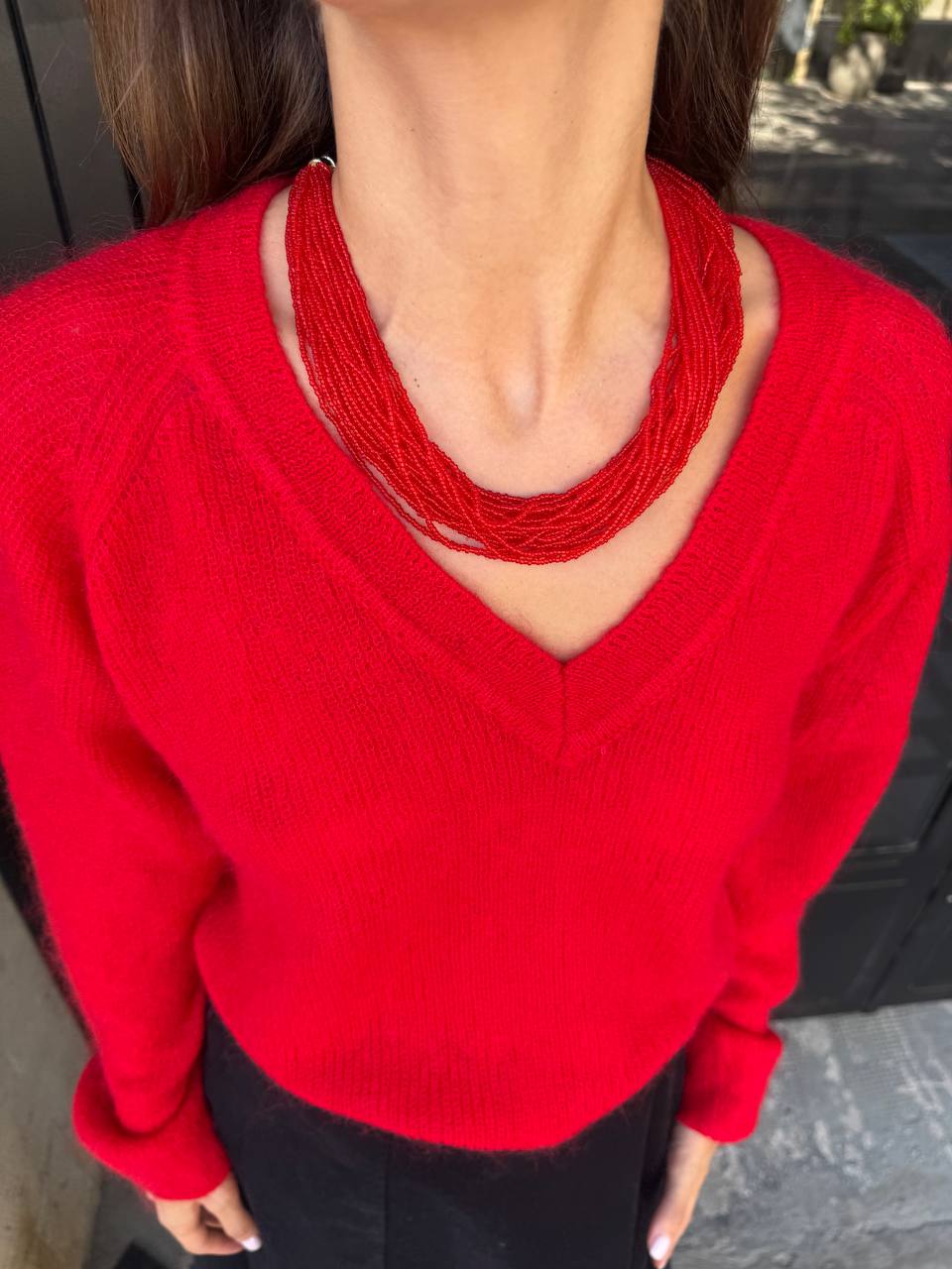 Red beaded necklace