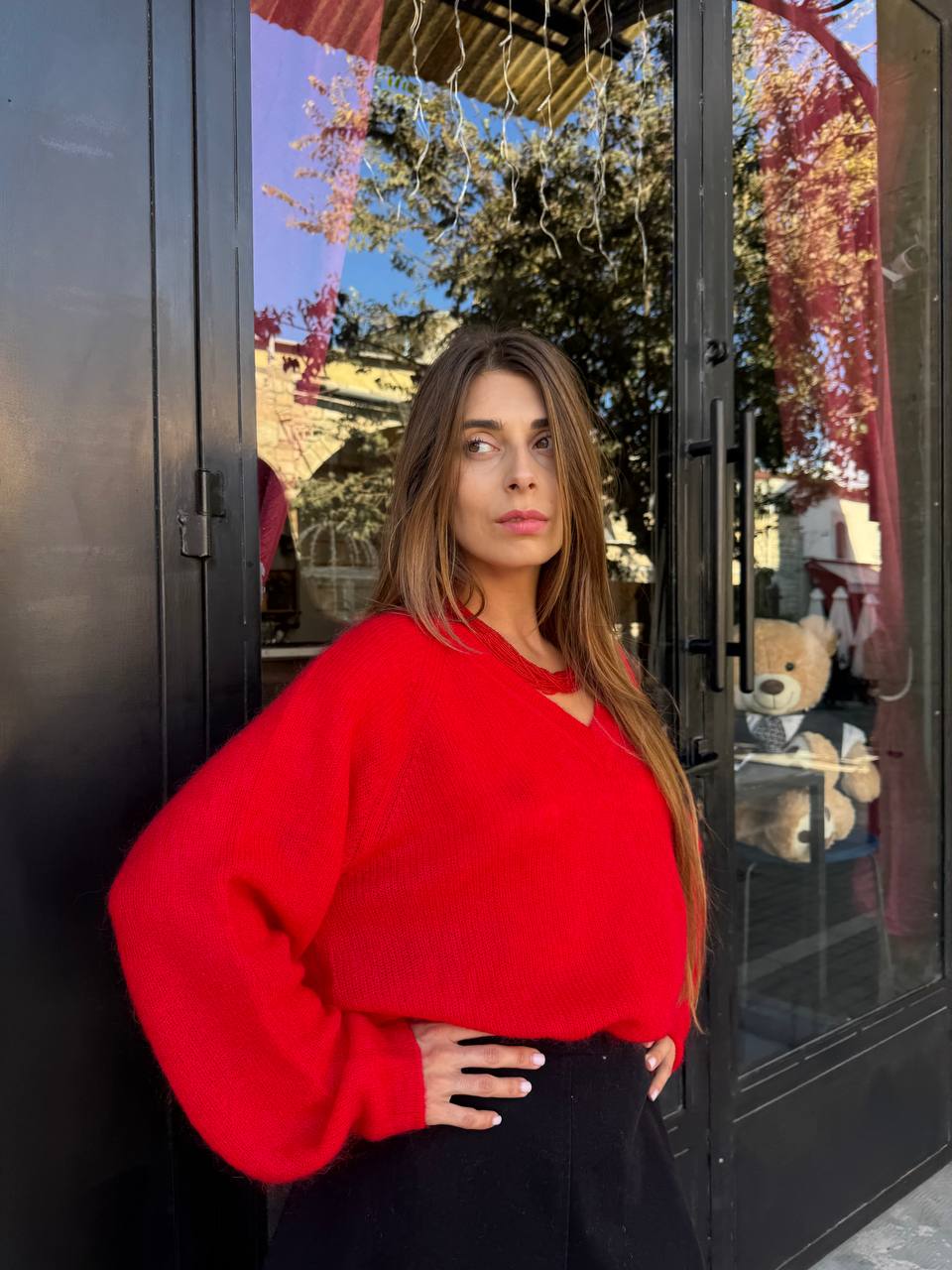 Red oversized sweater