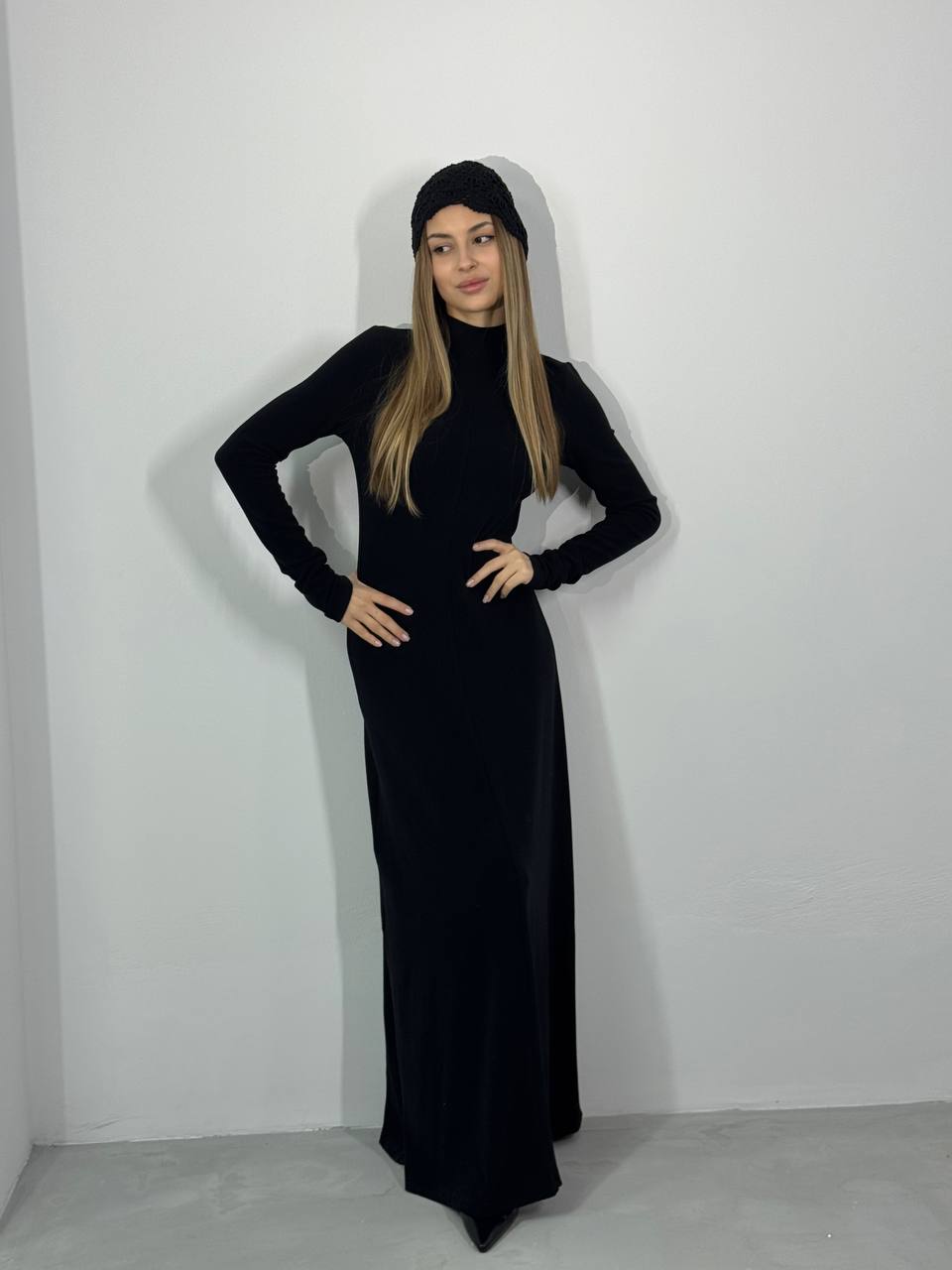 Black halter neck dress
