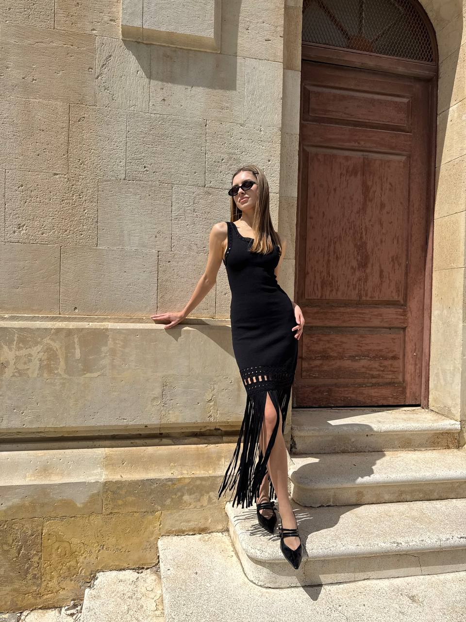 Black fringed dress