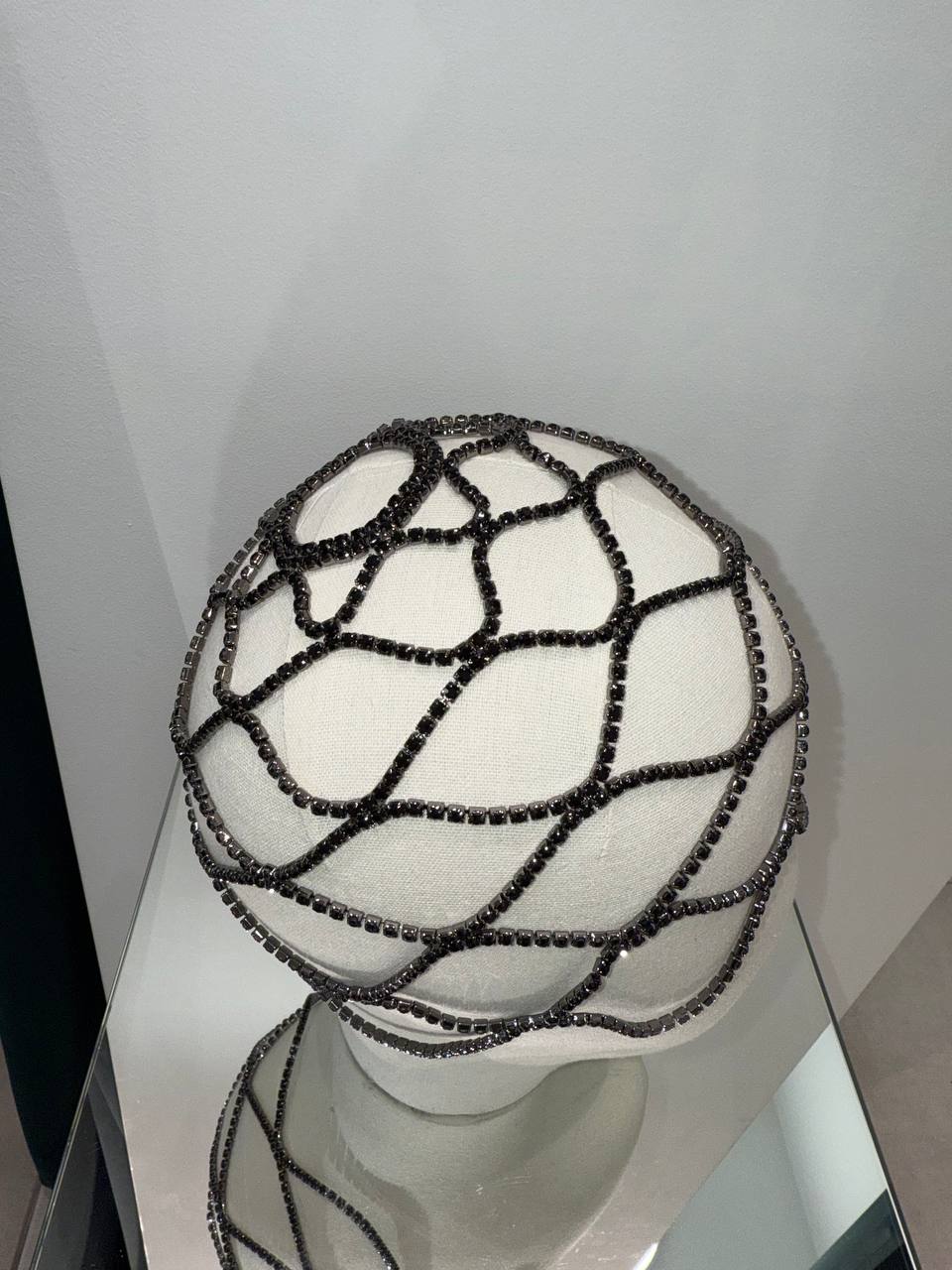 Rhinestone mesh headpiece cap