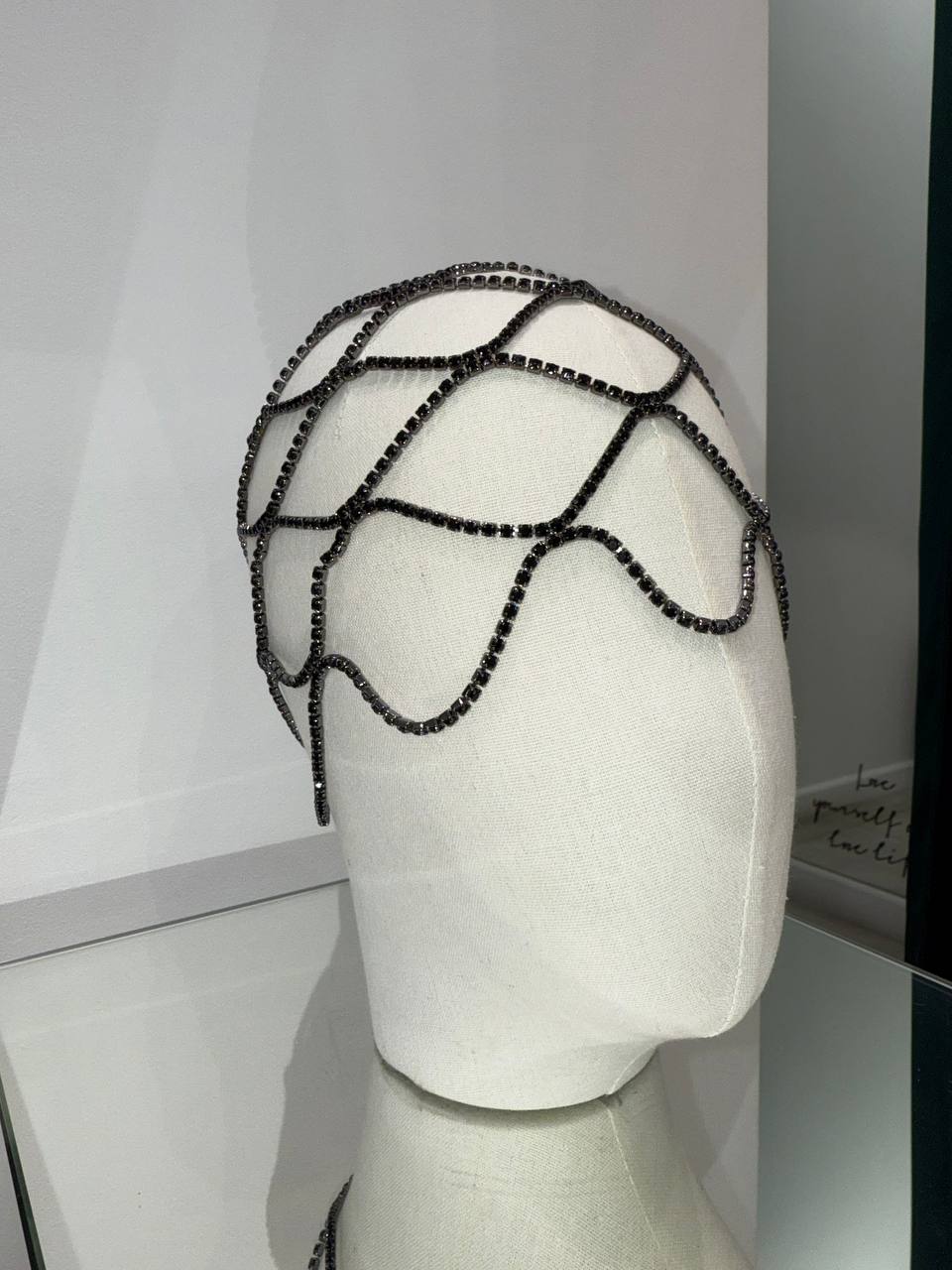 Rhinestone mesh headpiece cap