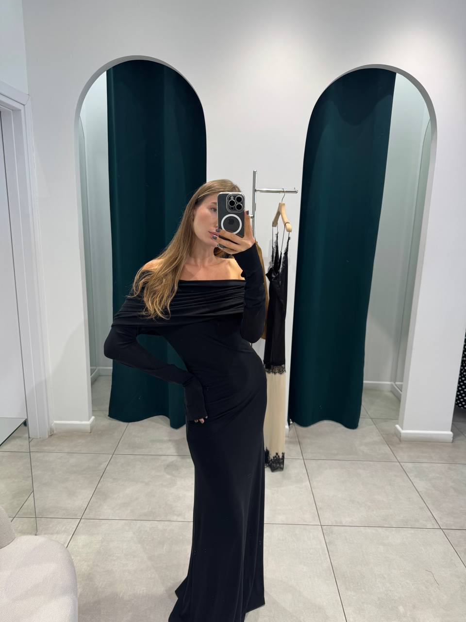 Black maxi off shoulder cotton dress