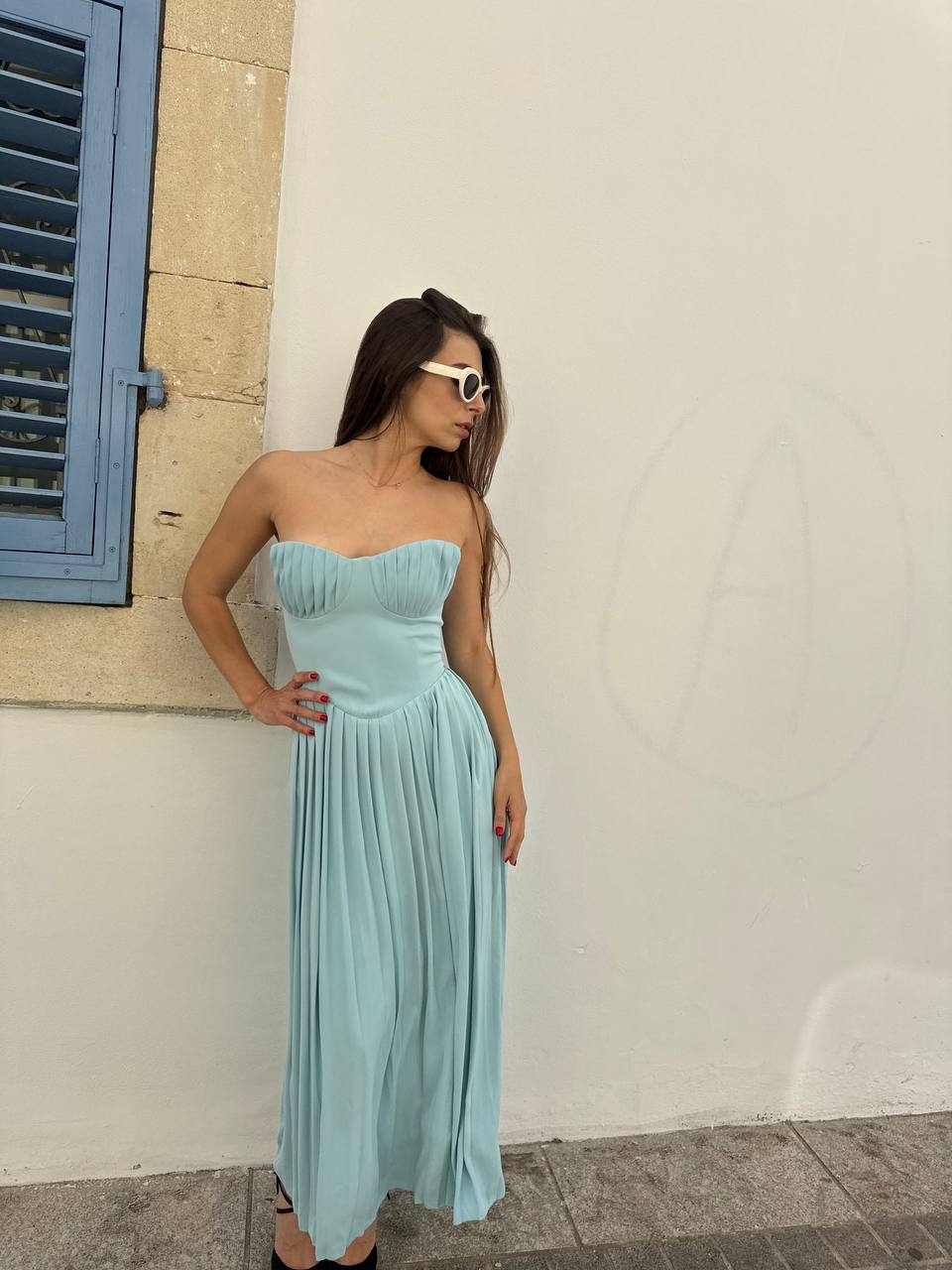 Pleated midi dress
