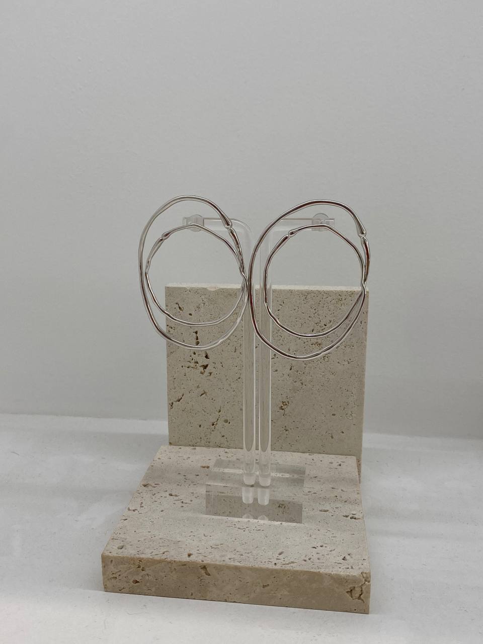 Silver round earrings