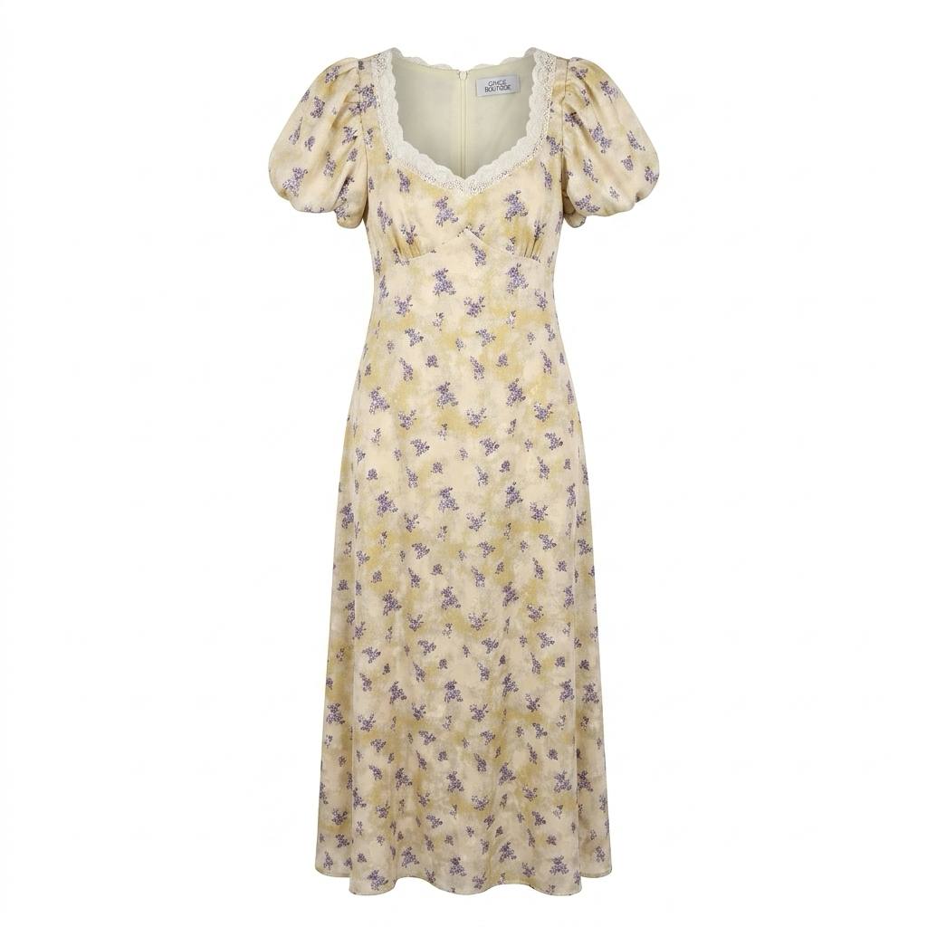 Flower elegant midi dress