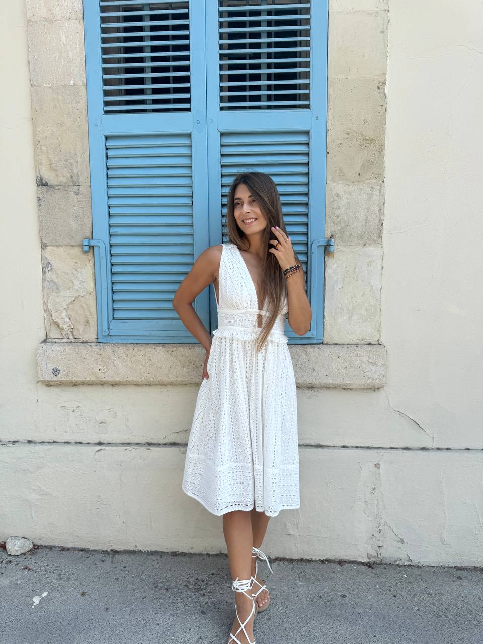 Broderie  white midi dress